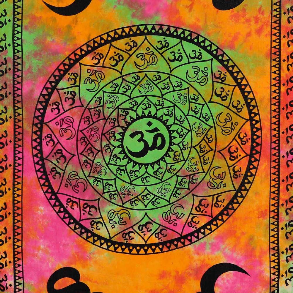Kunst Und Magie Aum Tagesdecke Wandbehang Bunt Deko Tuch OM Yoga Goa Hippie Ca. 200x135cm
