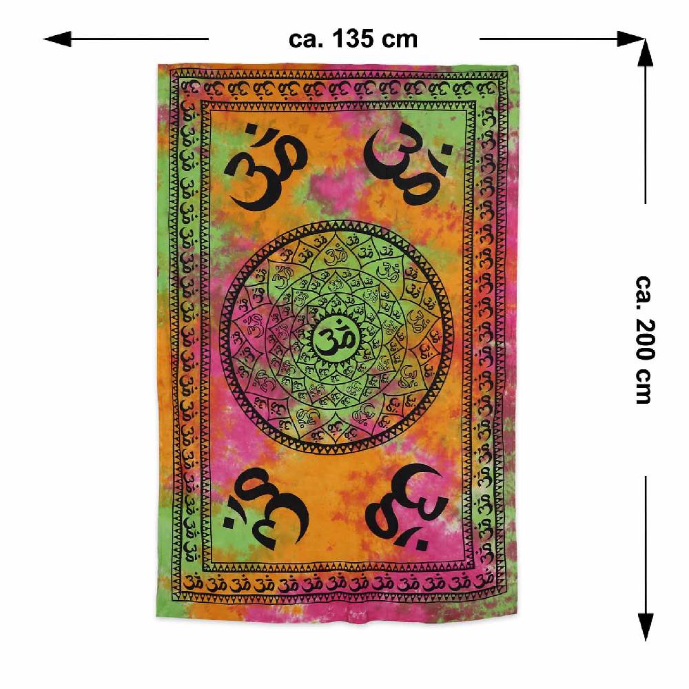 Kunst Und Magie Aum Tagesdecke Wandbehang Bunt Deko Tuch OM Yoga Goa Hippie Ca. 200x135cm