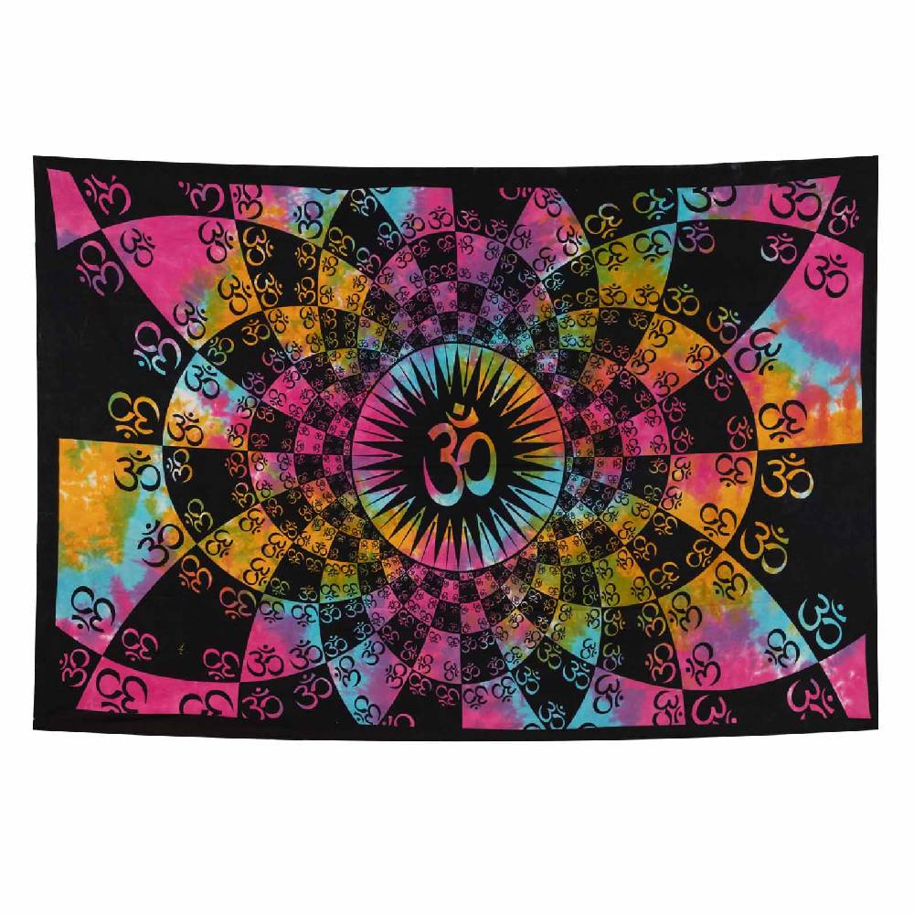 Kunst Und Magie Aum Tagesdecke Wandbehang Bunt Deko Tuch OM Yoga Goa Hippie Ca. 200x135cm