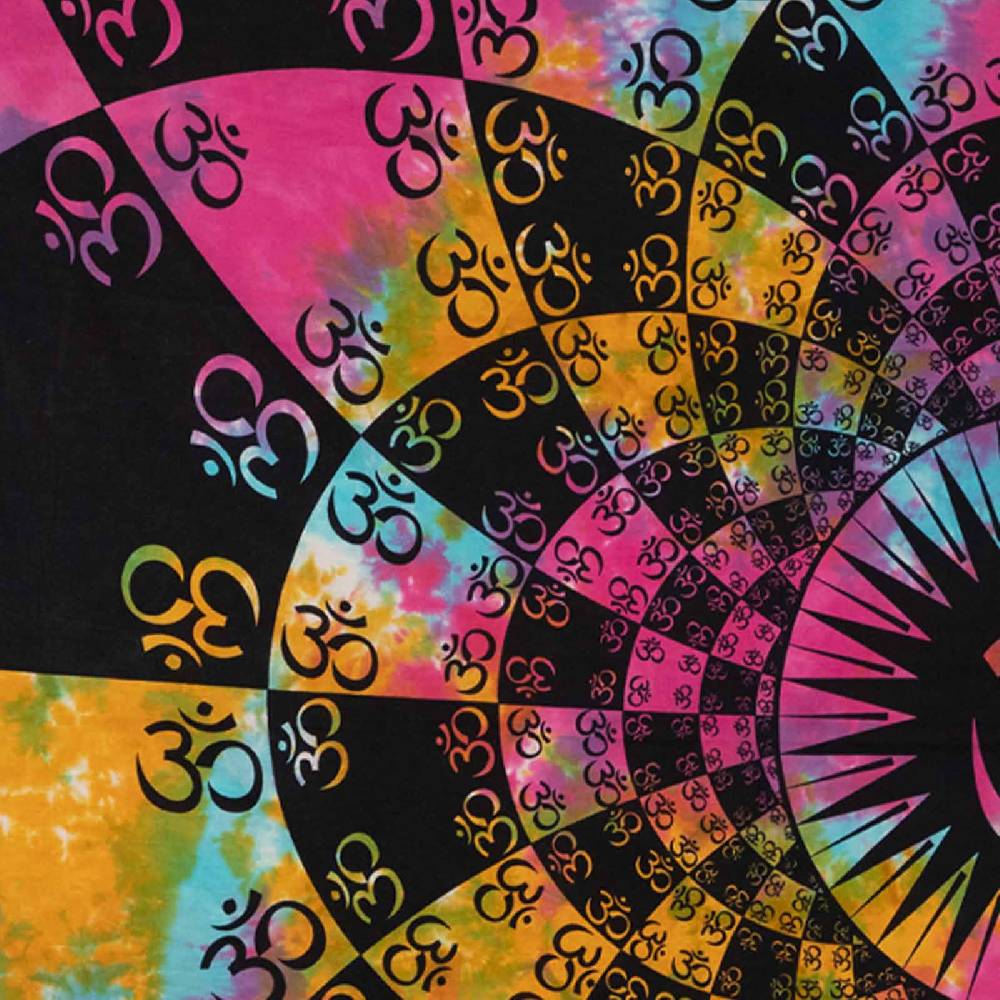 Kunst Und Magie Aum Tagesdecke Wandbehang Bunt Deko Tuch OM Yoga Goa Hippie Ca. 200x135cm