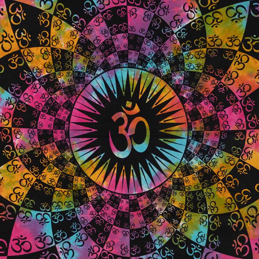 Kunst Und Magie Aum Tagesdecke Wandbehang Bunt Deko Tuch OM Yoga Goa Hippie Ca. 200x135cm