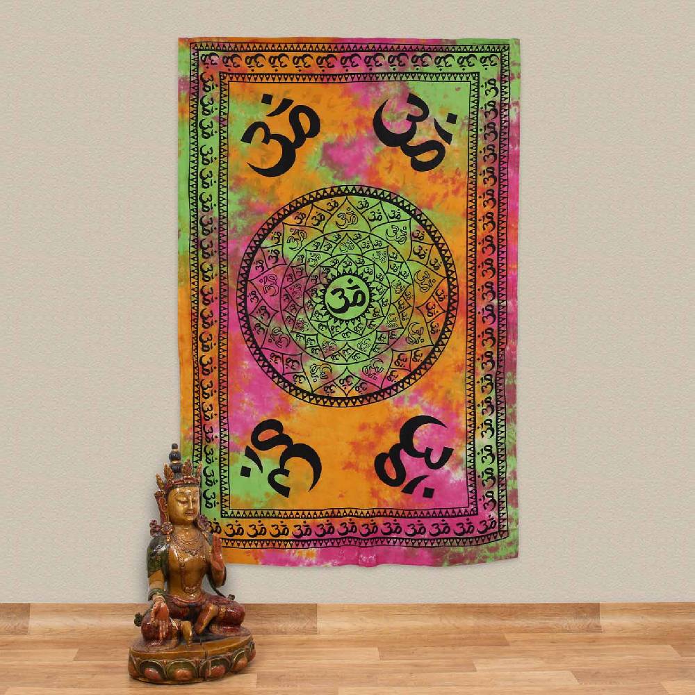 Kunst Und Magie Aum Tagesdecke Wandbehang Bunt Deko Tuch OM Yoga Goa Hippie ca. 200x135cm