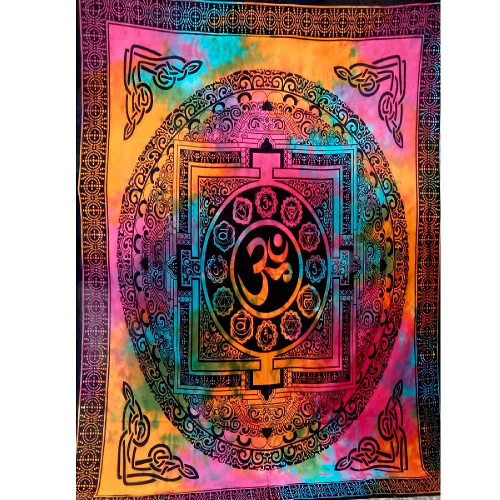 Kunst Und Magie Aum Tagesdecke Wandbehang Deko Tuch OM Yantra Mandala Yoga Goa Hippie Ca. 200x135cm