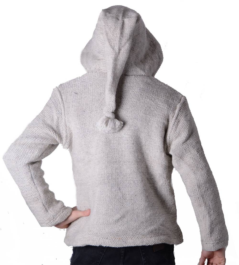 Kunst Und Magie Baja Herren-Strickjacke Mit Fleecefutter Und Zipfelkapuze Poncho Goa Hippie