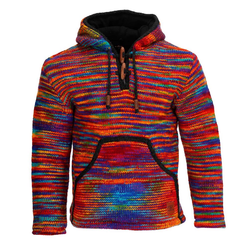 Kunst Und Magie Baja Hoodie Regenbogen Kapuzenpullover Strickjacke Wolle Jacke mit Kapuze Winter Pullover Unisex