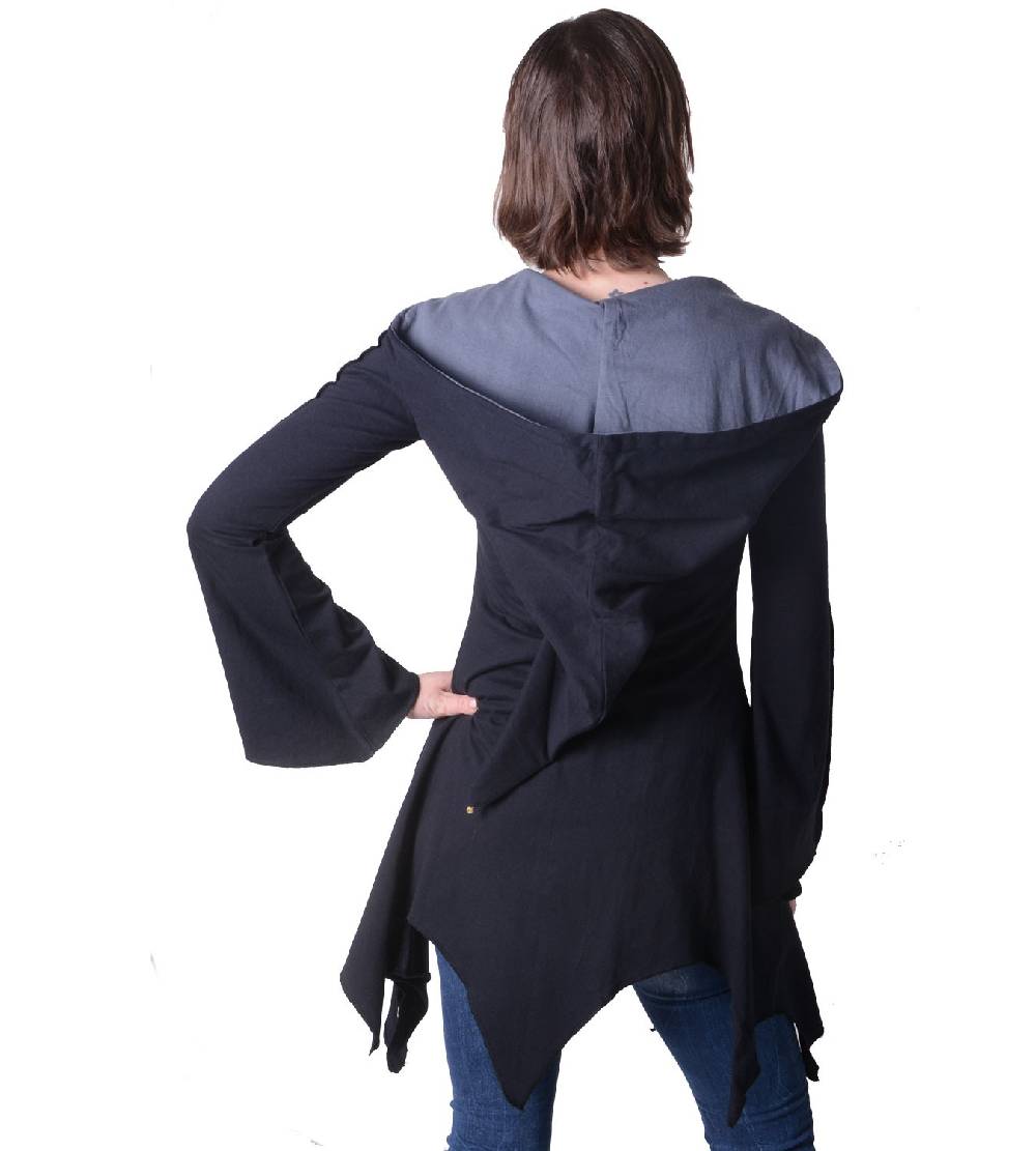 Kunst Und Magie Baumwoll Sweatjacke In Ausgefallenem Design Mit Zipfelkapuze - Damenjacke Zum Überziehen