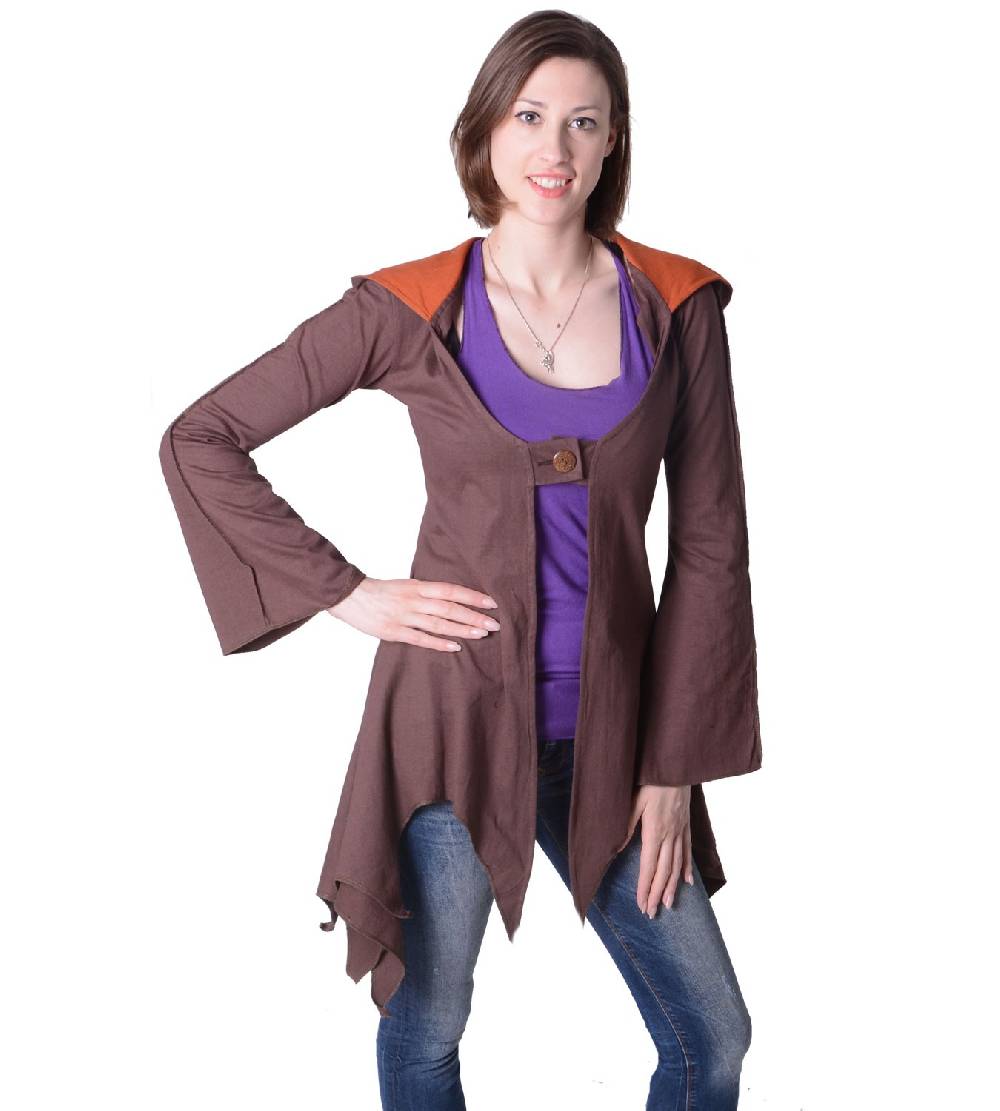 Kunst Und Magie Baumwoll Sweatjacke In Ausgefallenem Design Mit Zipfelkapuze - Damenjacke Zum Überziehen