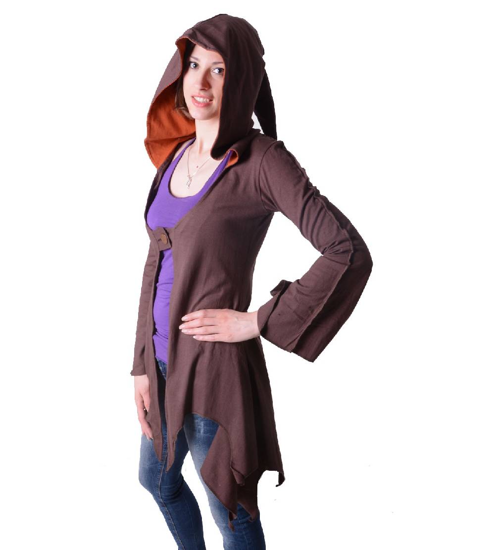 Kunst Und Magie Baumwoll Sweatjacke In Ausgefallenem Design Mit Zipfelkapuze - Damenjacke Zum Überziehen