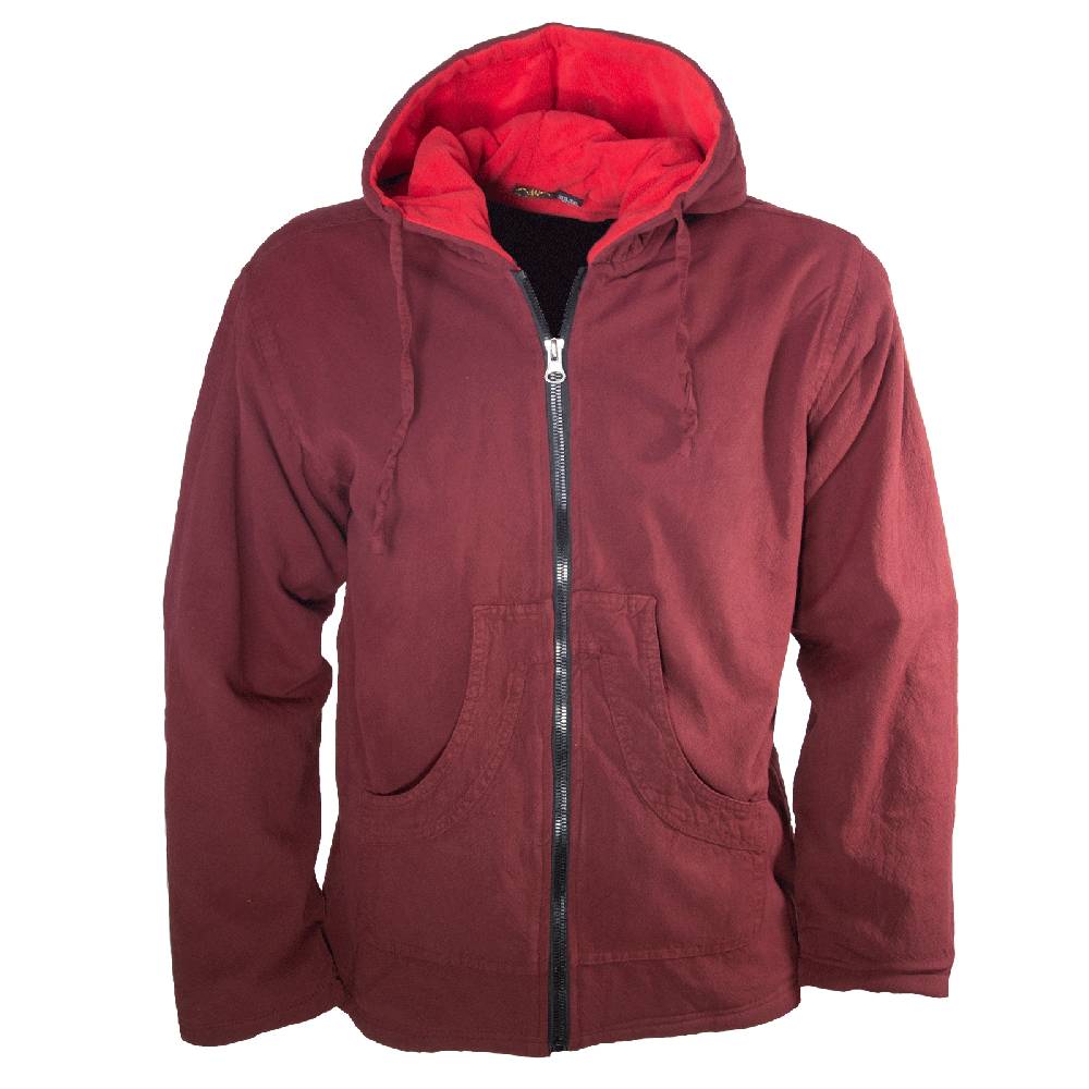 Kunst Und Magie Baumwolljacke Mit Fleecefutter Und Kapuze - Hippie Jacke Mit Reißverschluss