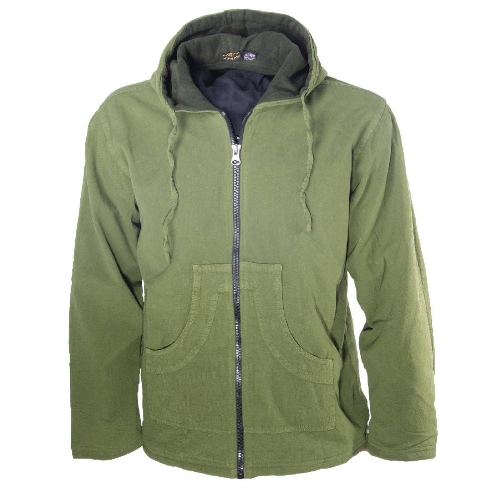 Kunst Und Magie Baumwolljacke Mit Fleecefutter Und Kapuze - Hippie Jacke Mit Reißverschluss