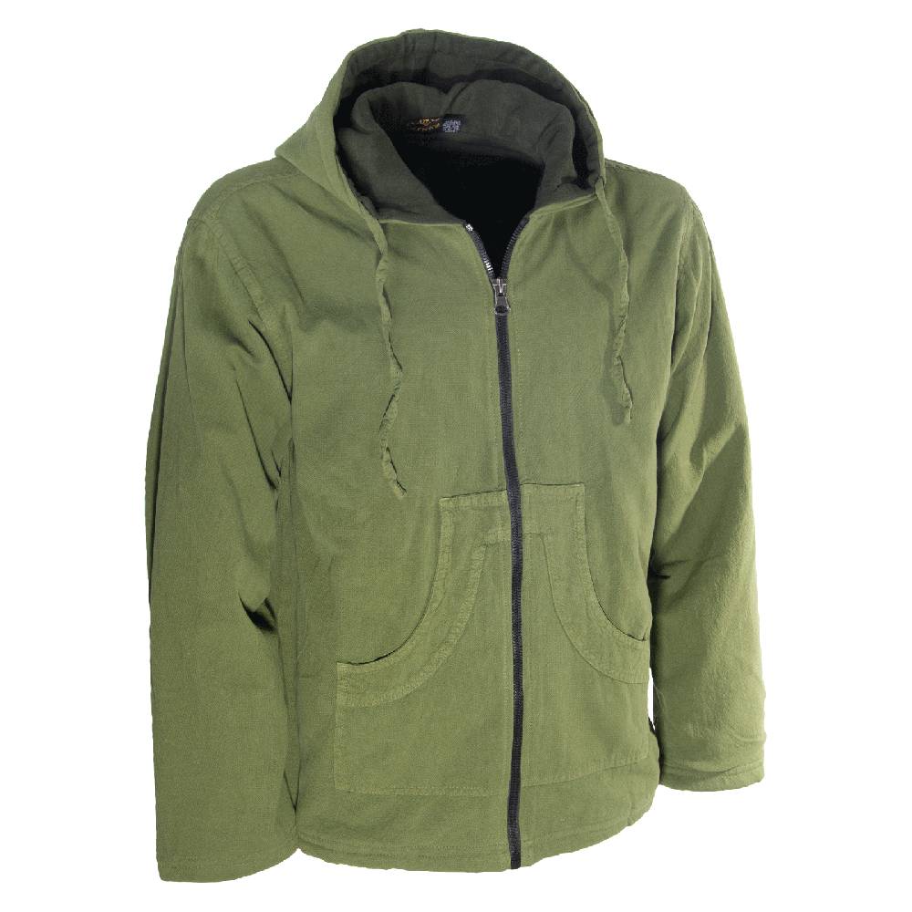 Kunst Und Magie Baumwolljacke Mit Fleecefutter Und Kapuze - Hippie Jacke Mit Reißverschluss