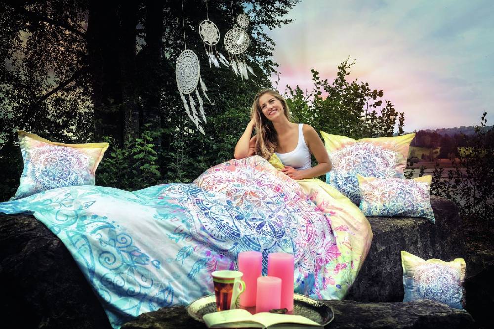 Kunst Und Magie Bettbezug "Beauty Dream" mit Kissen Bio Energetische Bettwäsche mit Rosenquarz