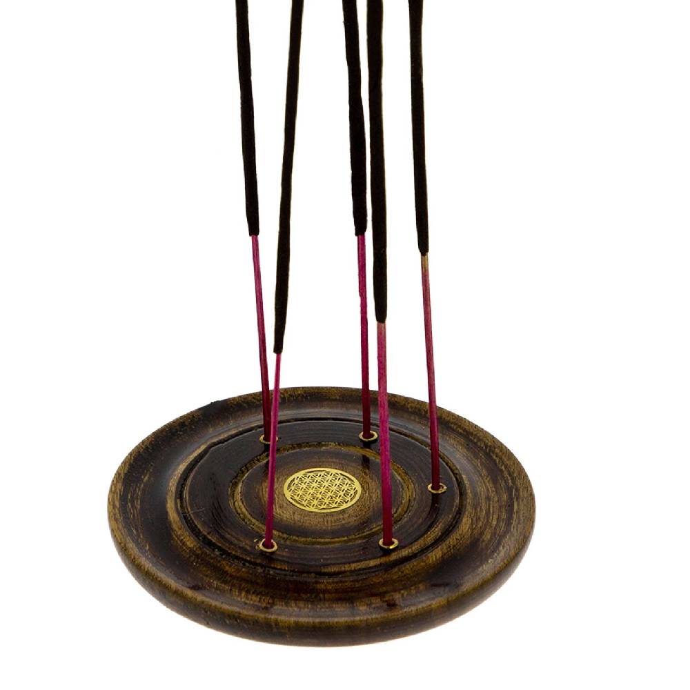 Kunst Und Magie Blume Des Lebens Halter Für Räucherstäbchen Kegel Räucherstäbchenhalter Aus Holz Rund 10cm