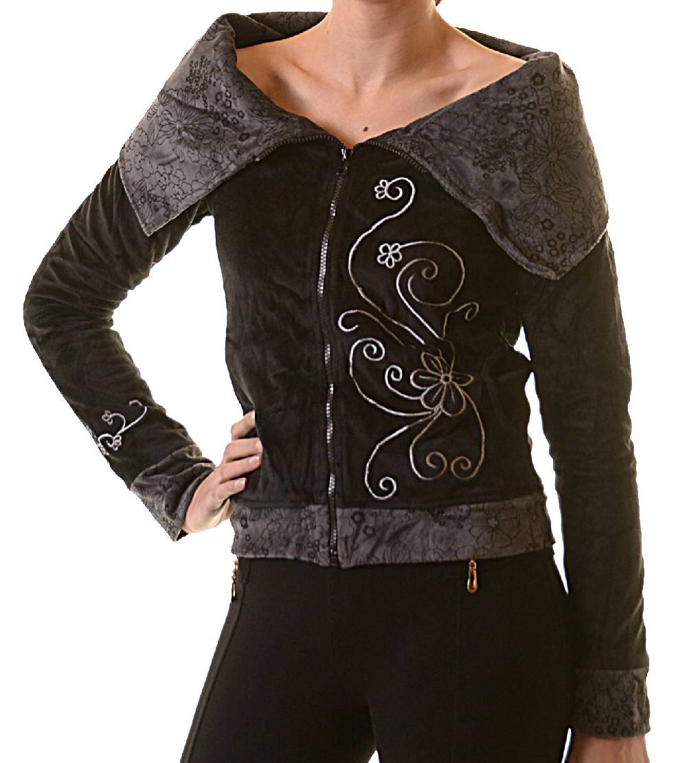 Kunst Und Magie Boho Ethno Jacke Mit Rollkragen Aus Samt