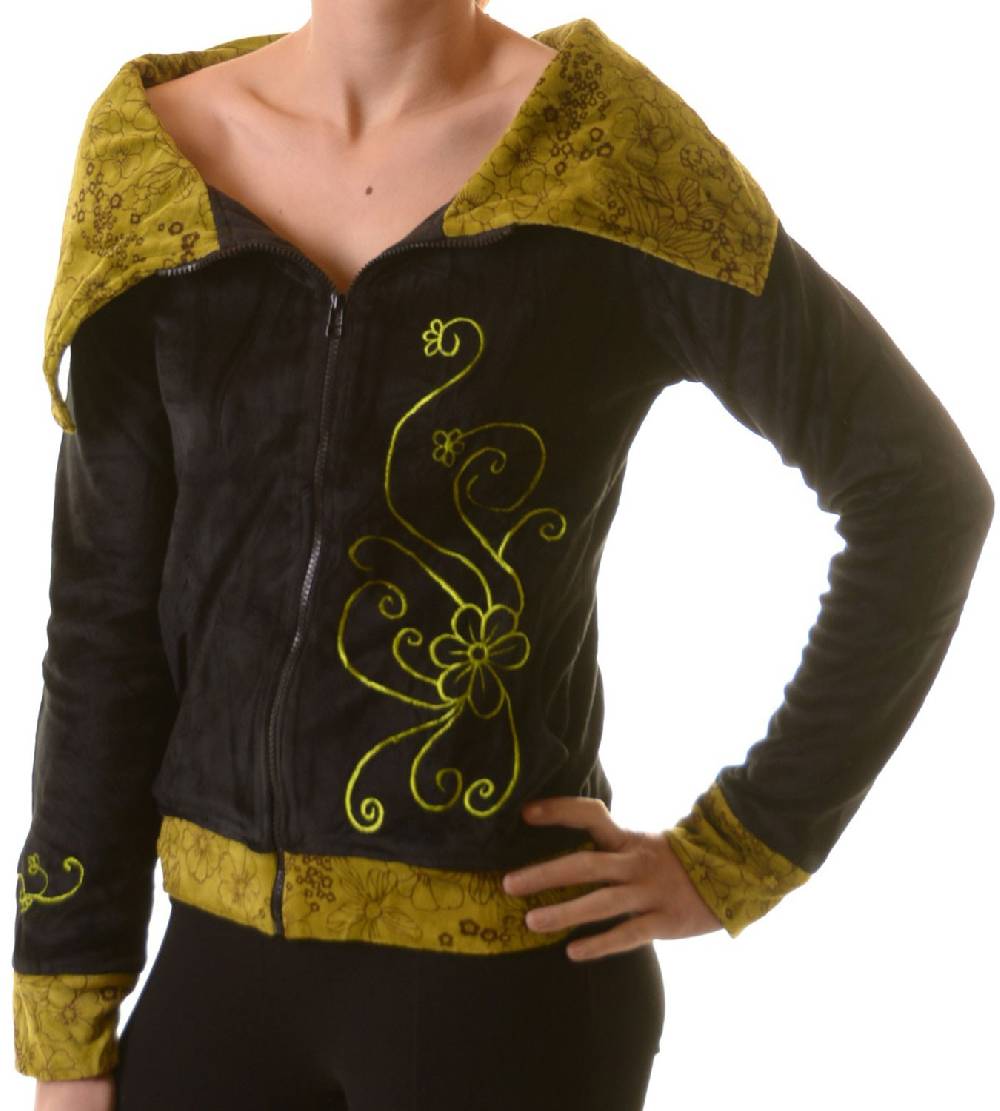 Kunst Und Magie Boho Ethno Jacke mit Rollkragen aus Samt Kunst Und Magie Boho Ethno Jacke mit Rollkragen aus Samt