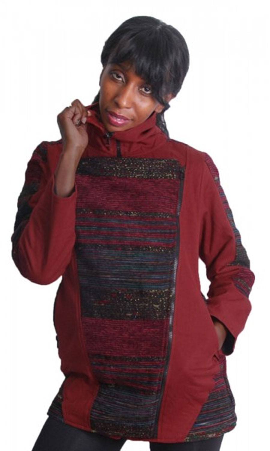 Kunst Und Magie Boho gefütterte Damen Jacke Goa Psy Hippie rostfarben