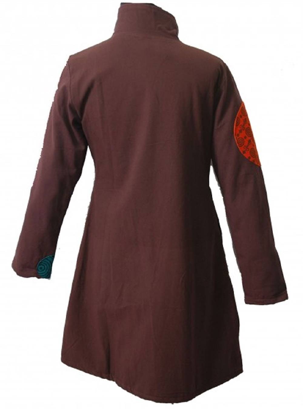 Kunst Und Magie Boho Mantel / Jacke Goa Psy Hippie Mit Patchwork-Blume Braun