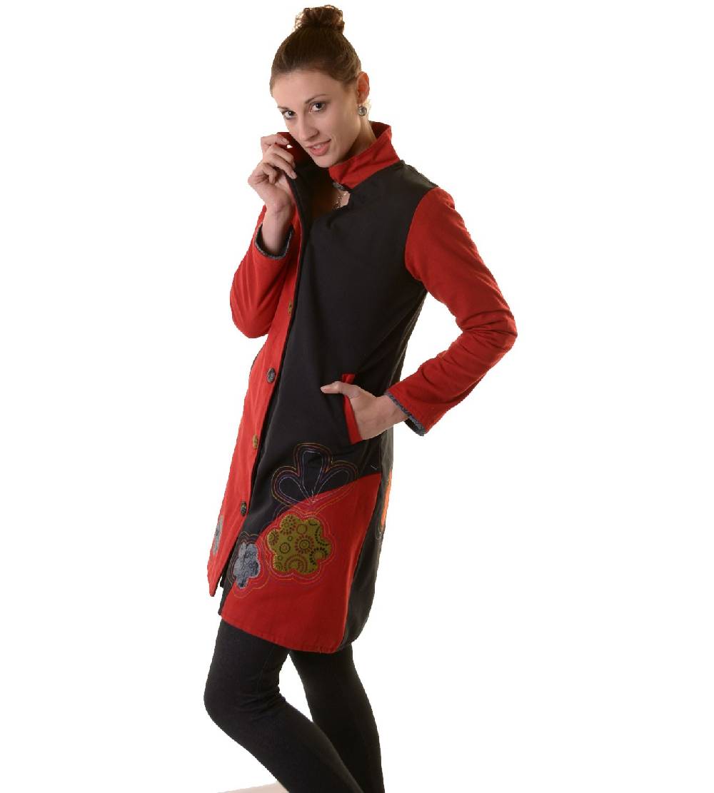 Kunst Und Magie Bohojacke Damenjacke Goa Psy Hippie Mit Bunter Blumenstickerei