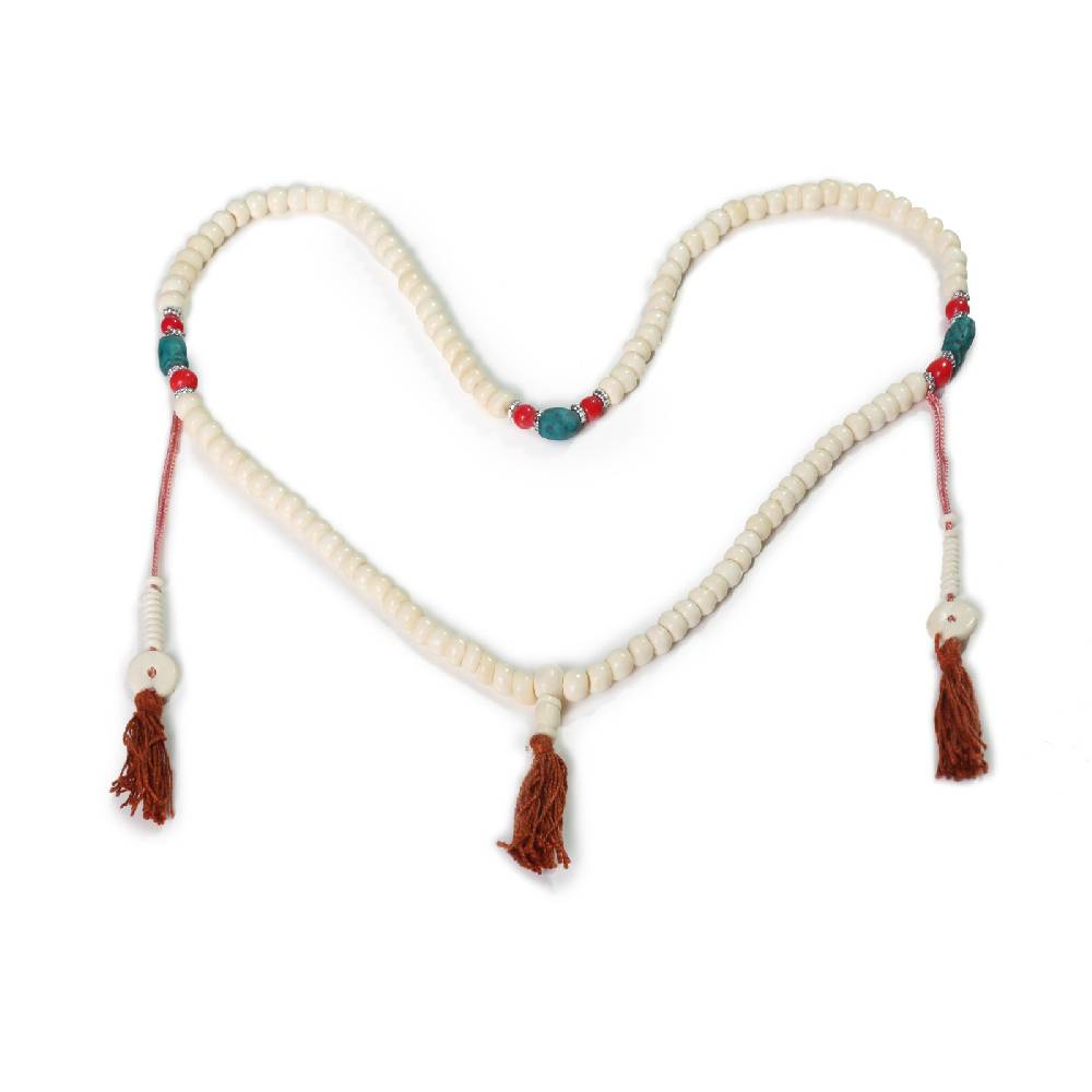 Kunst Und Magie Bone Mala mit 2 Zählern und Zierperlen Tibet Nepal Om von Kunst und Magie