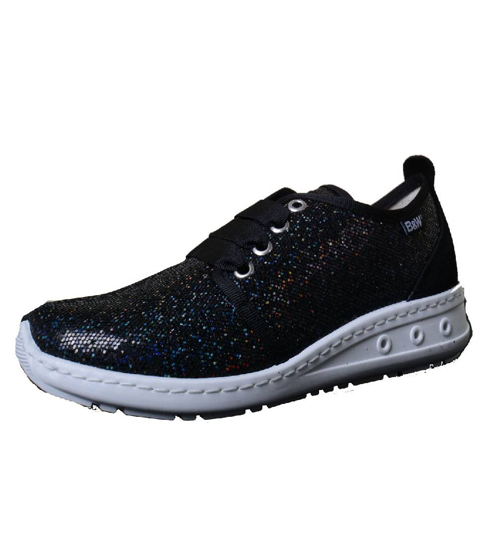Kunst Und Magie Break & Walk Sneaker Glitter Negro mit Glitzer Effekt B&W Schuhe