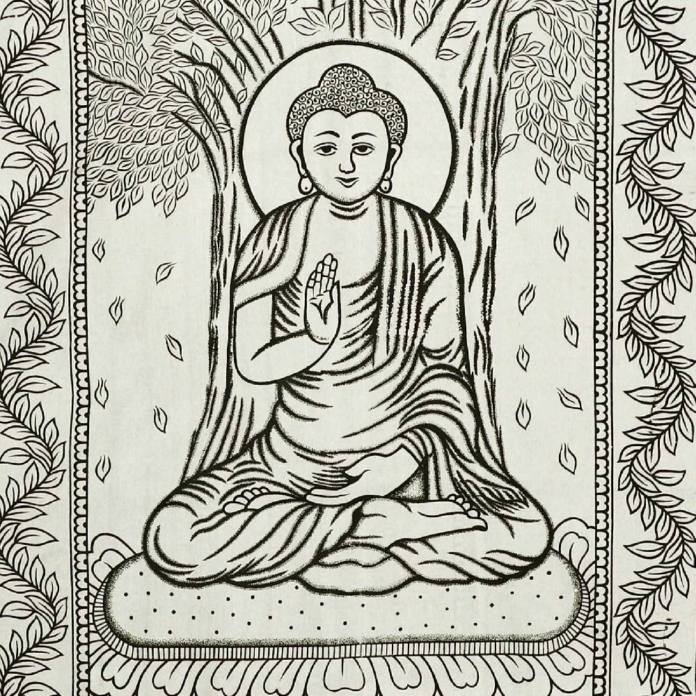 Kunst Und Magie Buddha Dekotuch Große Tagesdecke Wandbehang Tuch Goa Ca. 140 X 220cm