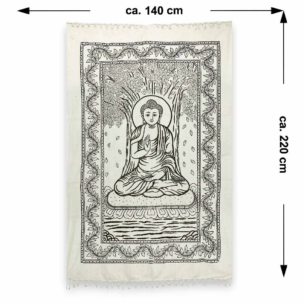Kunst Und Magie Buddha Dekotuch Große Tagesdecke Wandbehang Tuch Goa Ca. 140 X 220cm