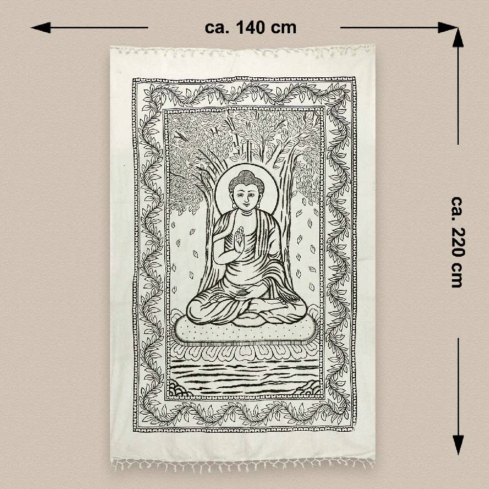Kunst Und Magie Buddha Dekotuch Große Tagesdecke Wandbehang Tuch Goa Ca. 140 X 220cm