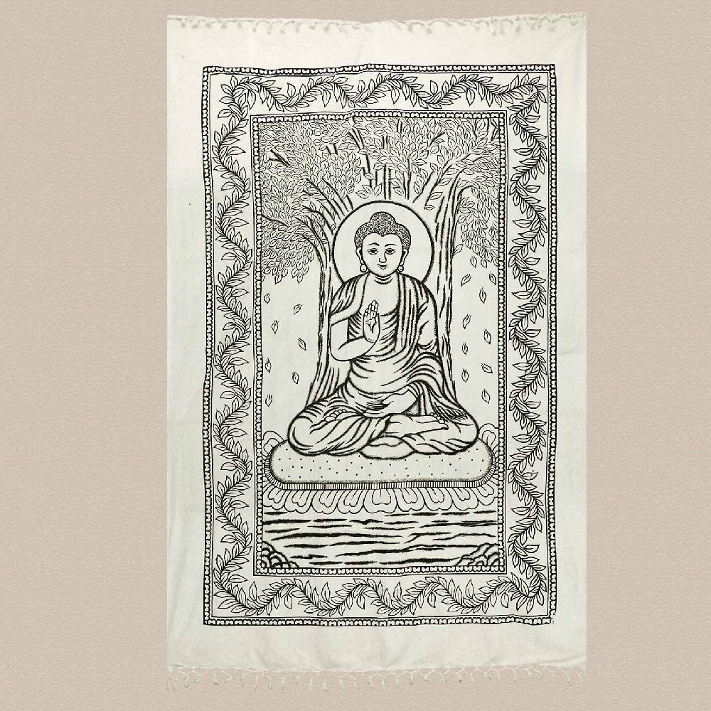 Kunst Und Magie Buddha Dekotuch Große Tagesdecke Wandbehang Tuch Goa Ca. 140 X 220cm
