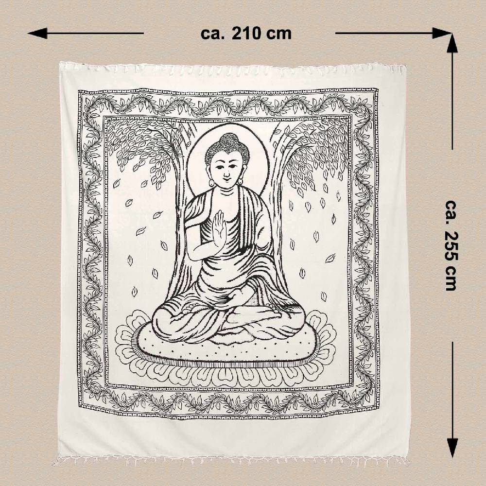 Kunst Und Magie Buddha Dekotuch Große Tagesdecke Wandbehang Tuch Goa Ca. 210 X 255 Cm