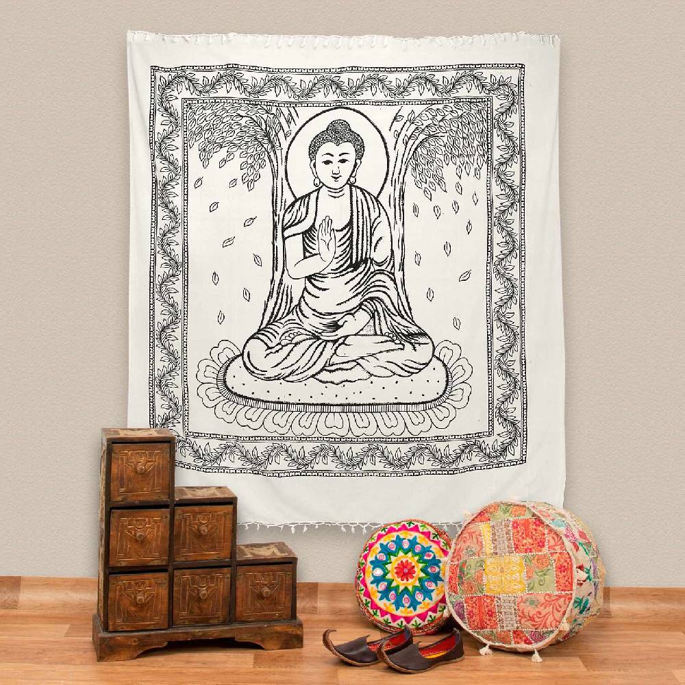Kunst Und Magie Buddha Dekotuch Große Tagesdecke Wandbehang Tuch Goa Ca. 210 X 255 Cm