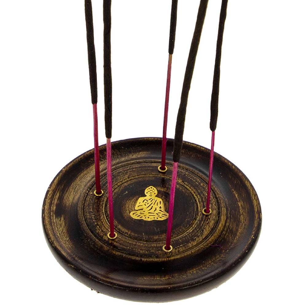 Kunst Und Magie Buddha Halter Für Räucherstäbchen Kegel Räucherstäbchenhalter Aus Holz Rund 10cm
