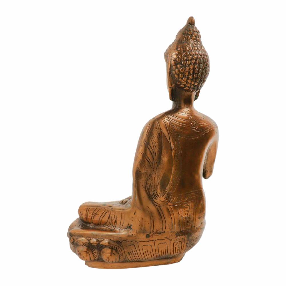 Kunst Und Magie Buddha Statue Skulptur Sitzend Kupferfarbene Figur Ca 48cm