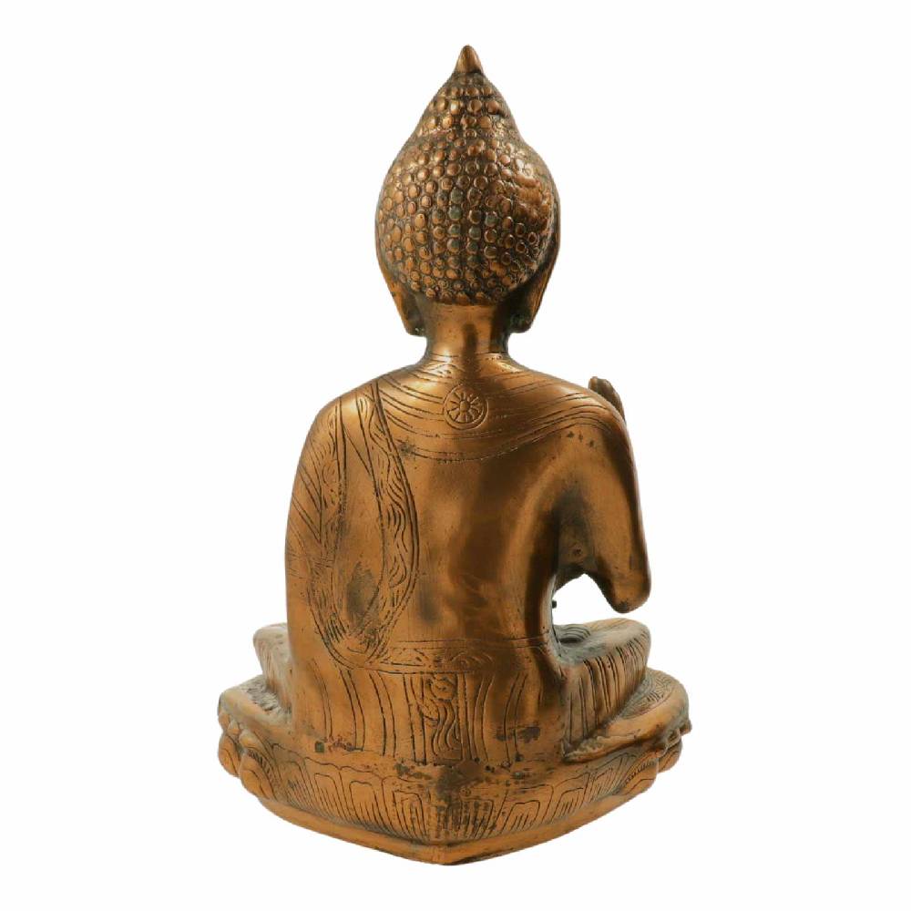 Kunst Und Magie Buddha Statue Skulptur Sitzend Kupferfarbene Figur Ca 48cm