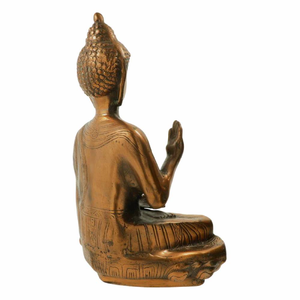 Kunst Und Magie Buddha Statue Skulptur Sitzend Kupferfarbene Figur Ca 48cm