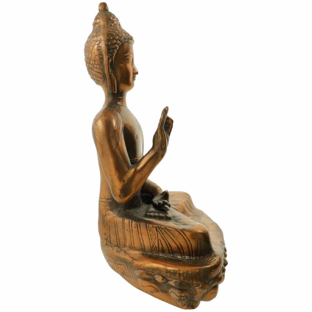 Kunst Und Magie Buddha Statue Skulptur Sitzend Kupferfarbene Figur Ca 48cm