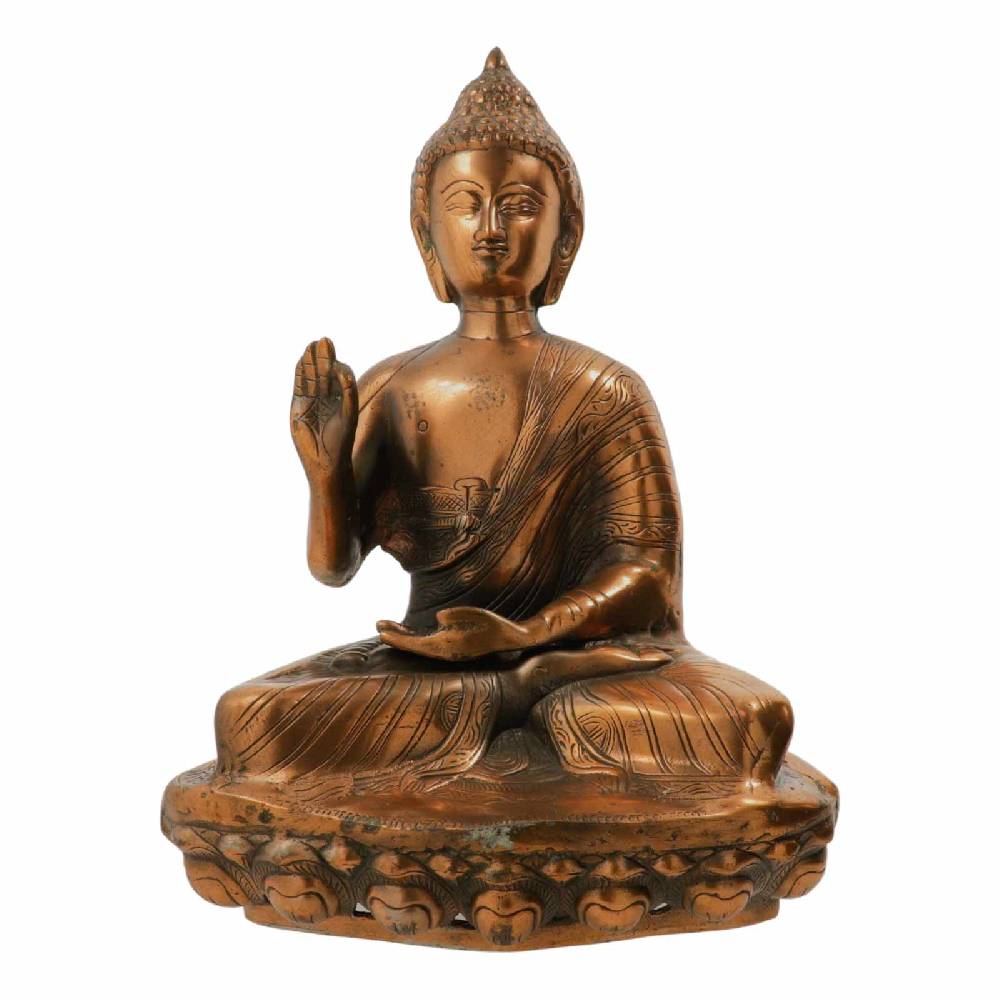Kunst Und Magie Buddha Statue Skulptur Sitzend Kupferfarbene Figur Ca 48cm