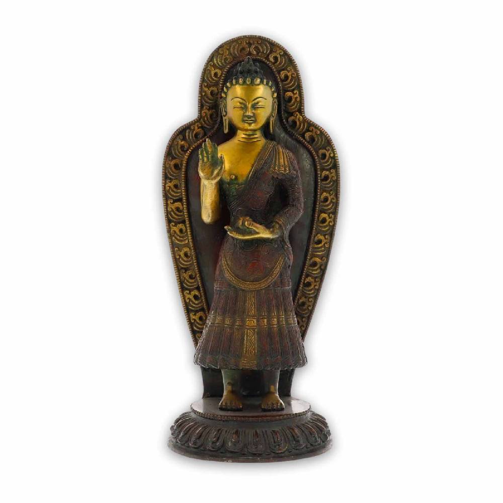 Kunst Und Magie Buddha Statue Skulptur stehend Bronze Figur ca 35cm ca 4,6kg im Tibetischem Stiel