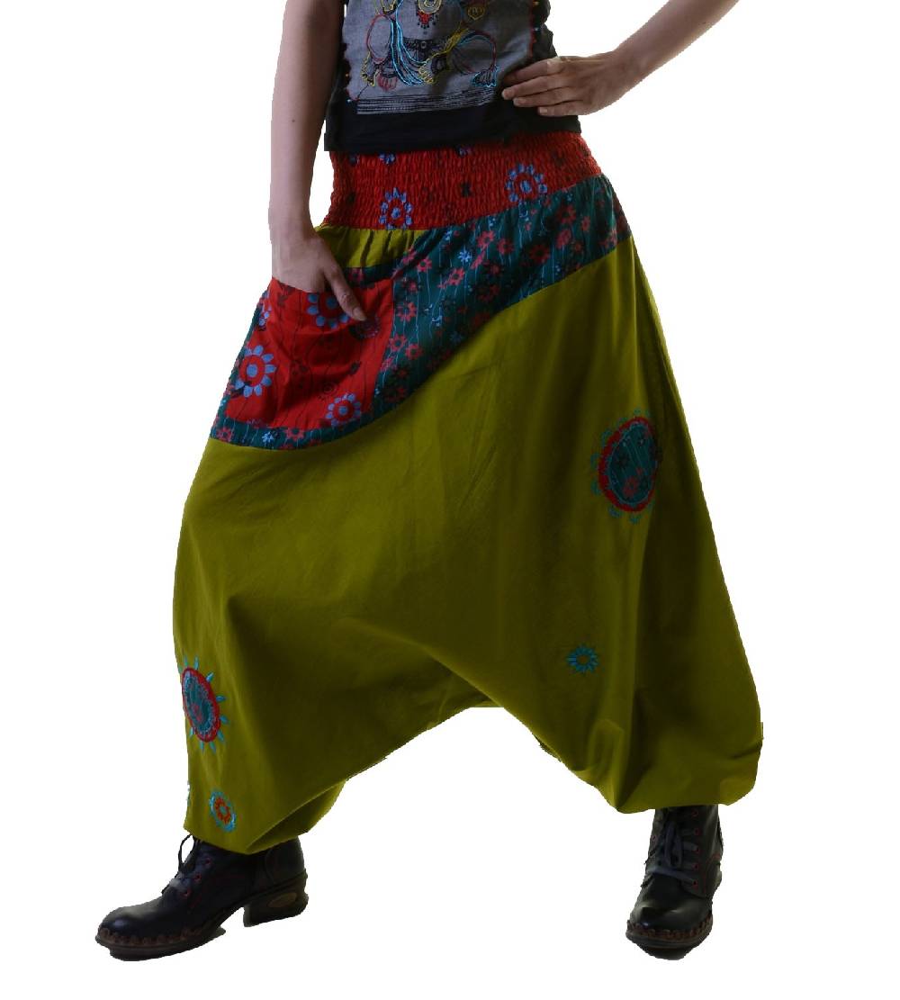 Kunst Und Magie Bunte Haremshose aus Baumwolle - IBIZA Strandhose - Wellnesshose Goa