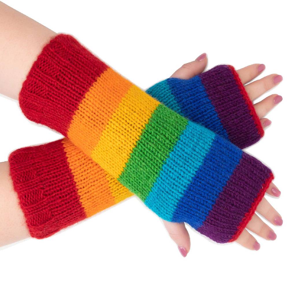 Kunst Und Magie Bunte Regenbogen Armstulpen Stulpen Handwärmer Pulswärmer Handschuhe Wolle Strick