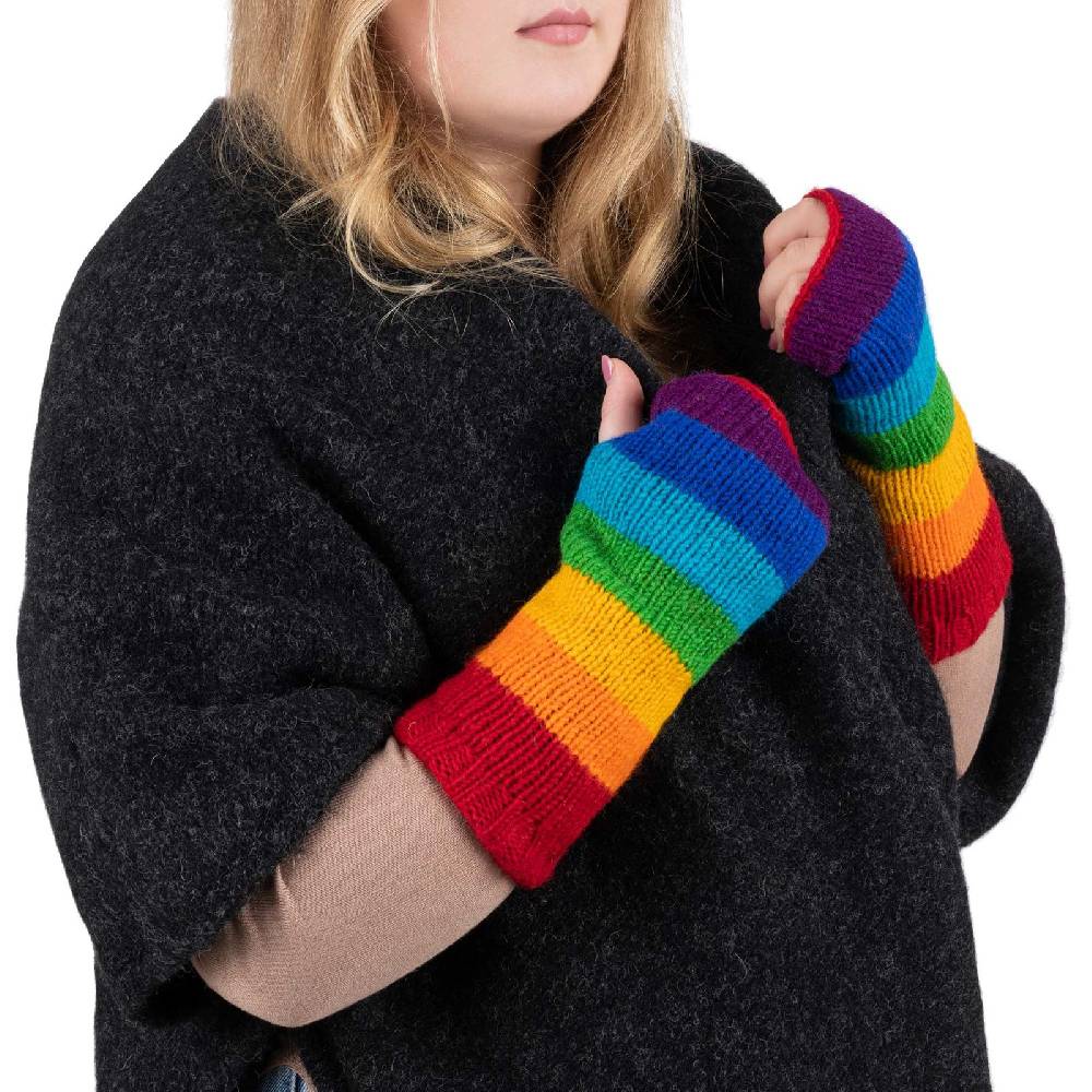 Kunst Und Magie Bunte Regenbogen Armstulpen Stulpen Handwärmer Pulswärmer Handschuhe Wolle Strick