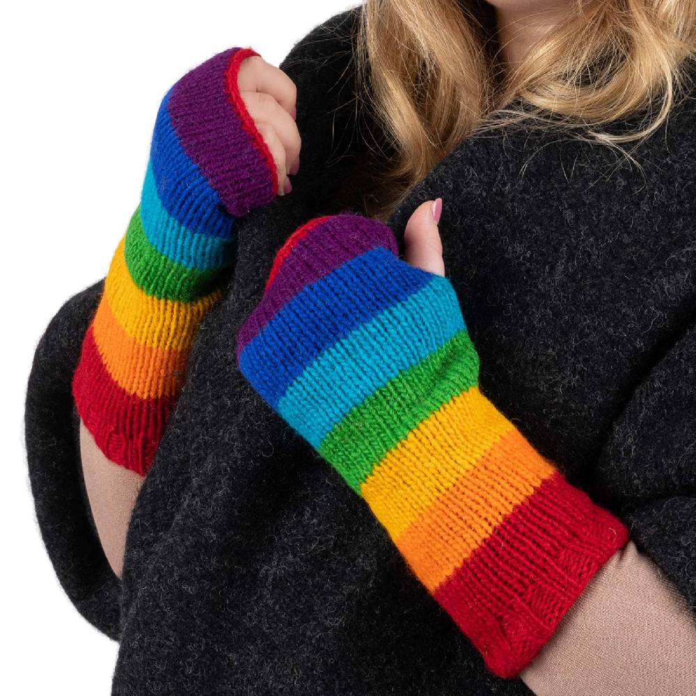 Kunst Und Magie Bunte Regenbogen Armstulpen Stulpen Handwärmer Pulswärmer Handschuhe Wolle Strick