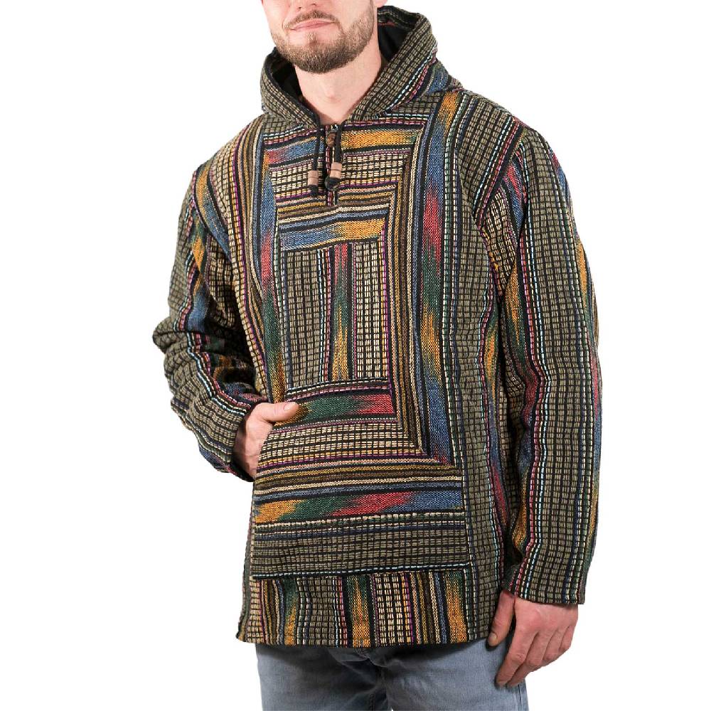 Kunst Und Magie Bunter Kapuzenpulli Kapu Baja Jerga Hoodie mit Kapuze und Kängurutaschen Hippie Goa