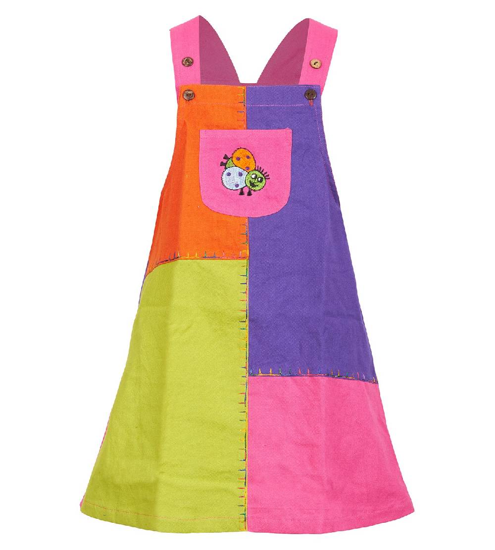Kunst Und Magie Bunter Kinder Patchwork Latzrock / Kleid mit Tiermotiv Käfer