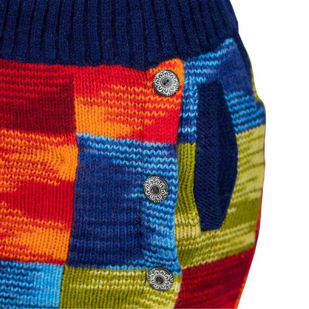 Kunst Und Magie Bunter Patchwork Strickrock Kurzer Gefütterter Rock Wolle Boho