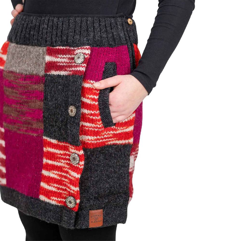 Kunst Und Magie Bunter Patchwork Strickrock Kurzer Rock Mit Klassischem Muster Wolle Gefüttert Boho