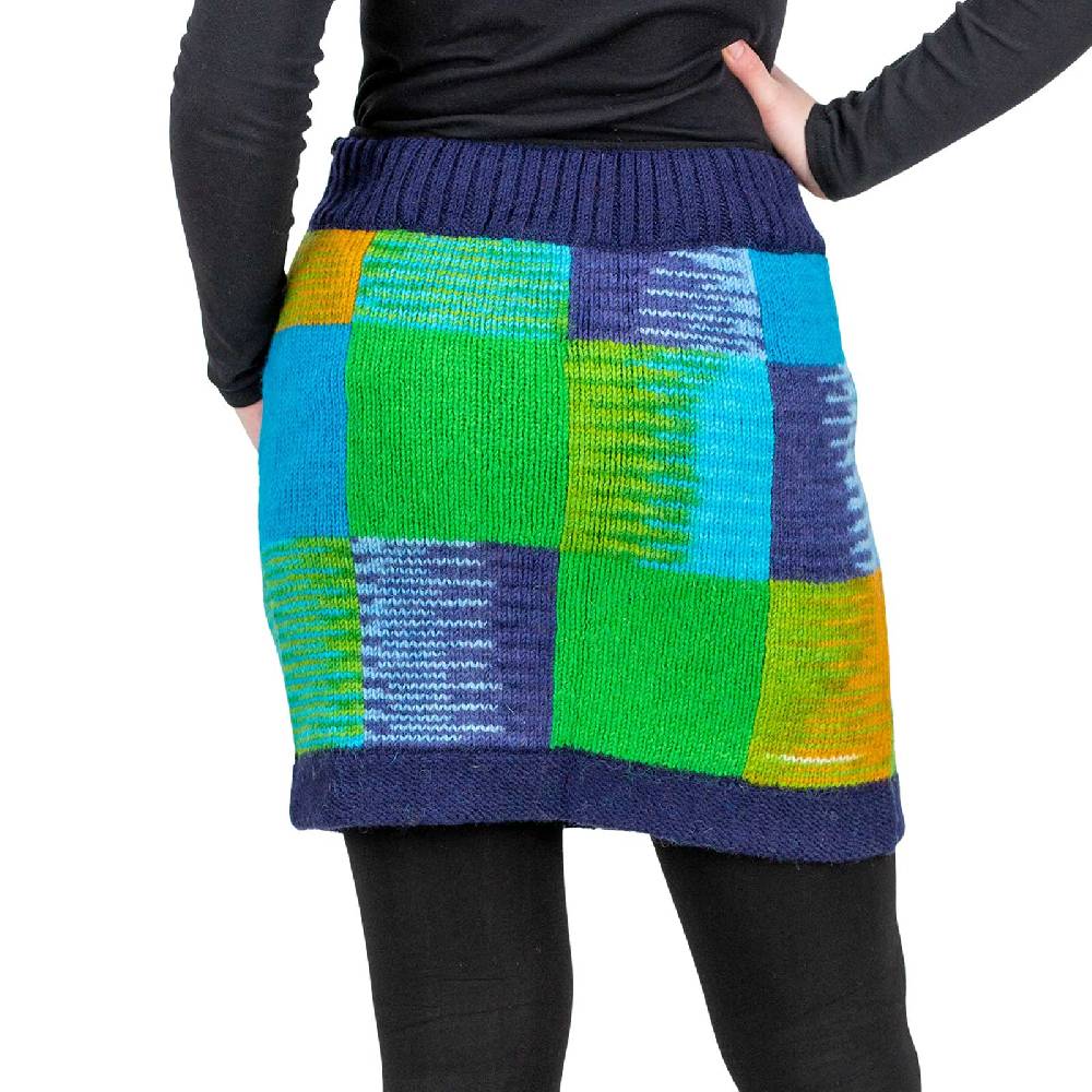 Kunst Und Magie Bunter Patchwork Strickrock Kurzer Rock Mit Klassischem Muster Wolle Gefüttert Boho