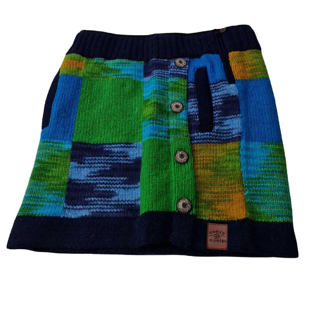 Kunst Und Magie Bunter Patchwork Strickrock Kurzer Rock Mit Klassischem Muster Wolle Gefüttert Boho