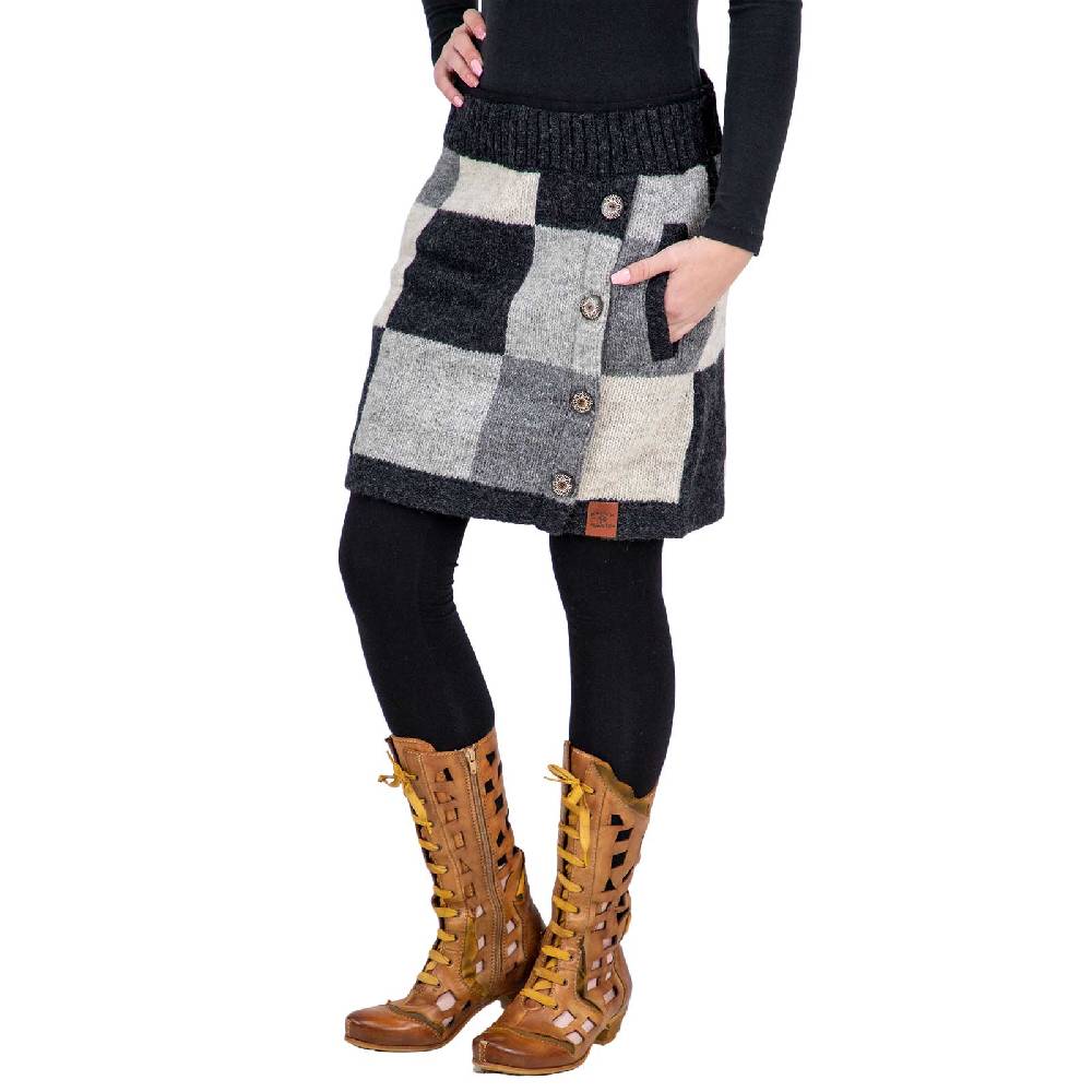 Kunst Und Magie Bunter Patchwork Strickrock Kurzer Rock Mit Klassischem Muster Wolle Gefüttert Boho