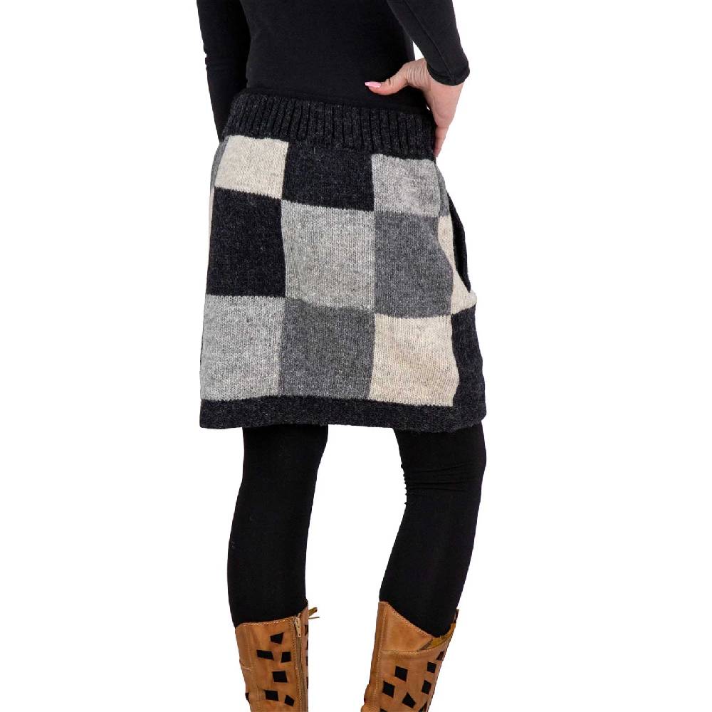 Kunst Und Magie Bunter Patchwork Strickrock Kurzer Rock Mit Klassischem Muster Wolle Gefüttert Boho