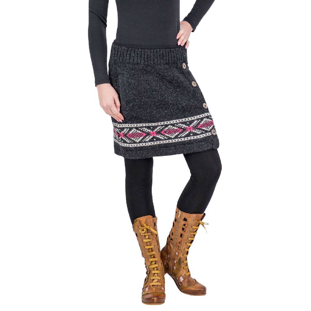 Kunst Und Magie Bunter Strickrock aus Wolle kurzer Rock mit klassischem Muster gefüttert